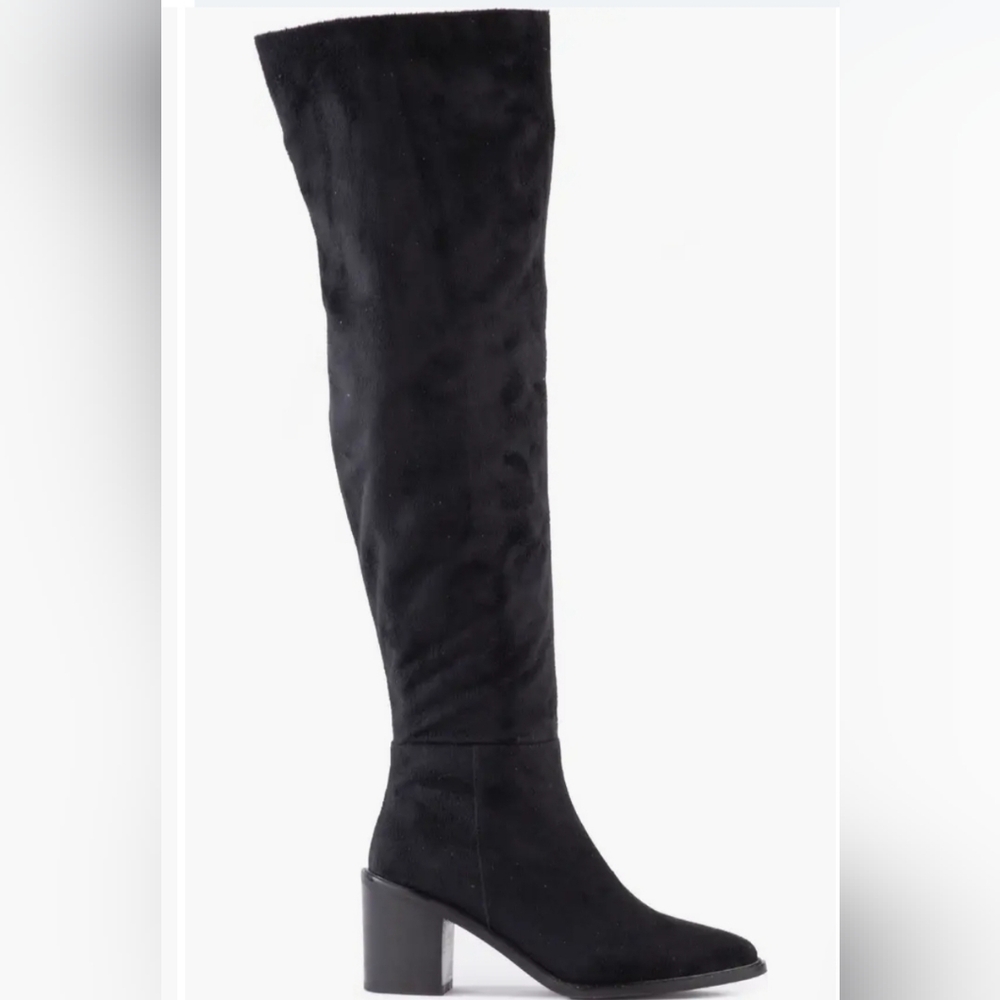 Sexy Chic Seychelles x Anthropologie Black Microsuede OTK Boots - Picture 3 of 7
